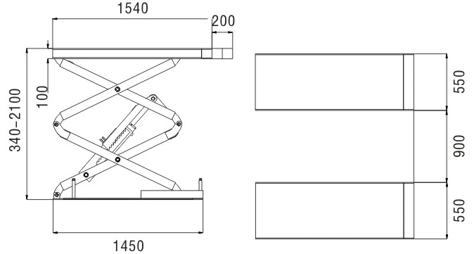 Ce Certified 3t Flush Mounted Inground Scissor Car Lift System