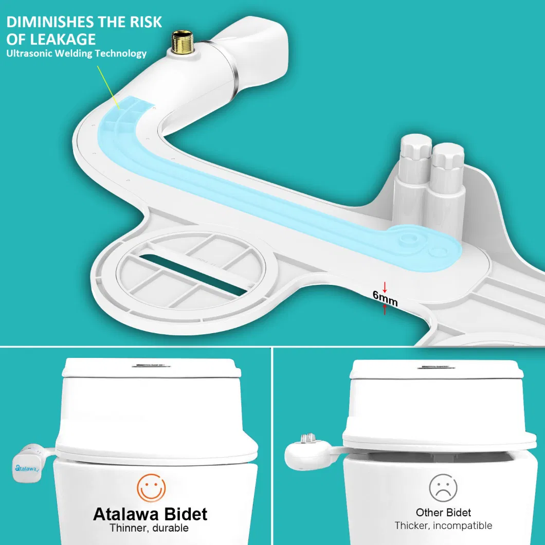 Atalawa Aw5610 Ultra Thin Non Electric Bidet Toilet Seat Attachment Dual Nozzles